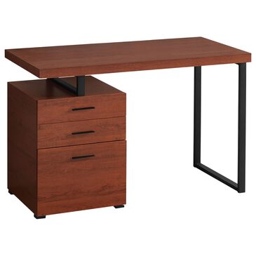 Monarch Specialties 3-Drawer Cabinet Computer Desk in Cherry and Black, , large