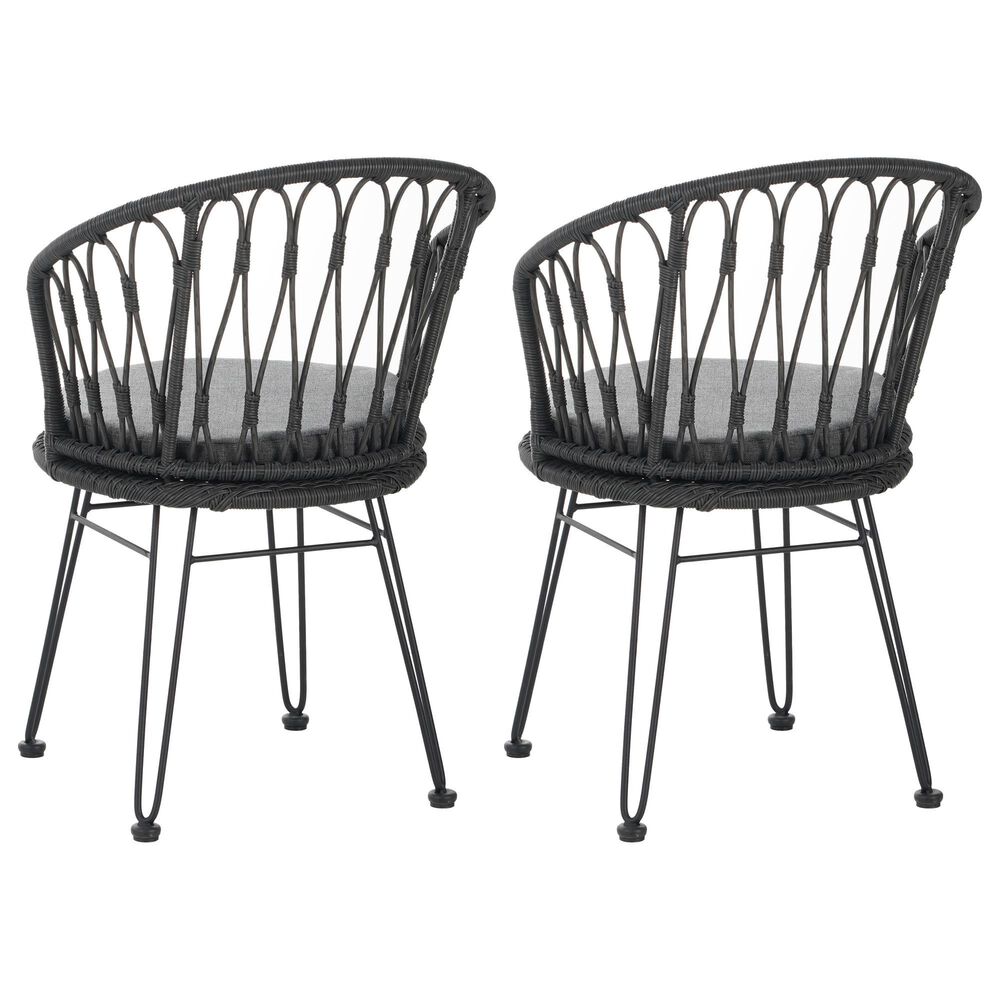 Hearth and Haven Tavon Patio Chair with Gray Cushion in Gray &#40;Set of 2&#41;, , large