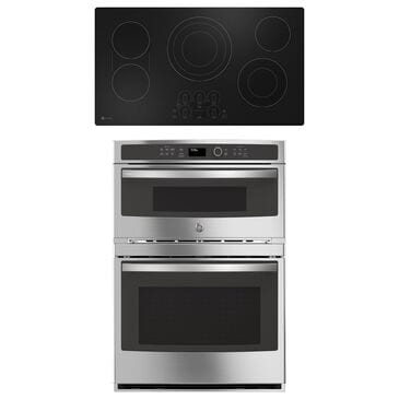 GE Profile 2-Piece Kitchen Package with Stainless Steel 30" Combination Double Wall Oven and 36" Electric Cooktop in Black, , large