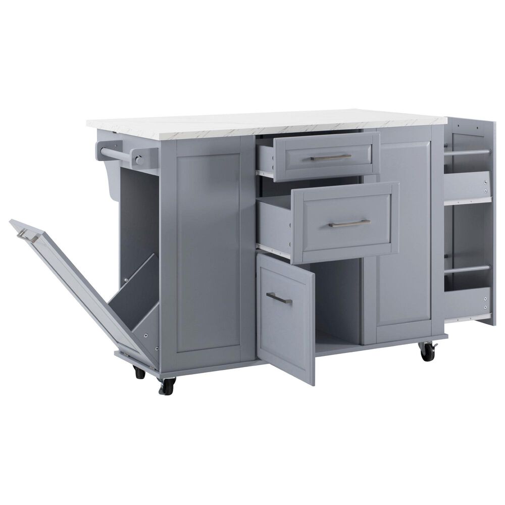 HOMLUX 51" Kitchen Island with Tilt Trash Can Cabinet in Grey, , large