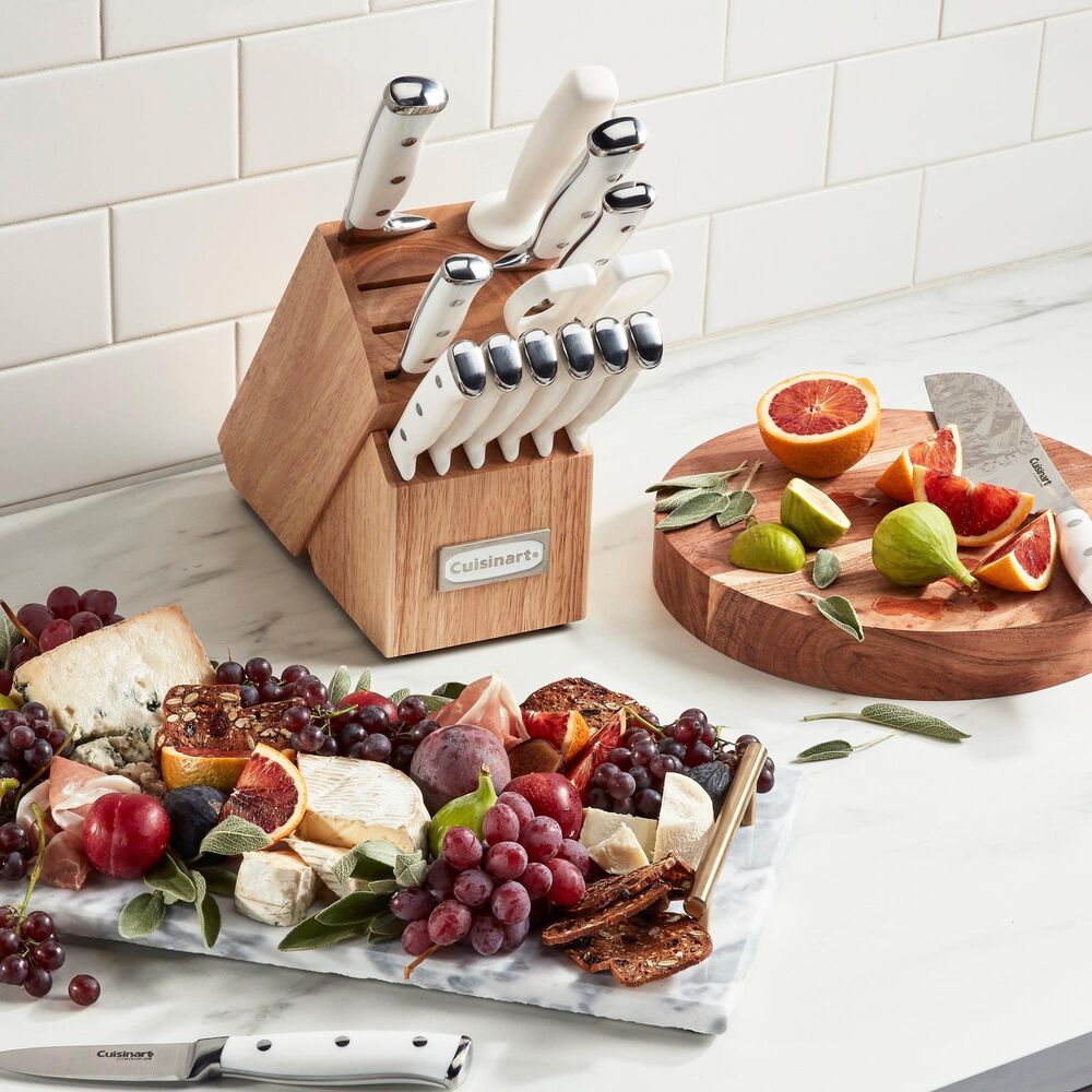 Cuisinart Classic Triple Rivet 15-Piece Knife Block Set in White, , large