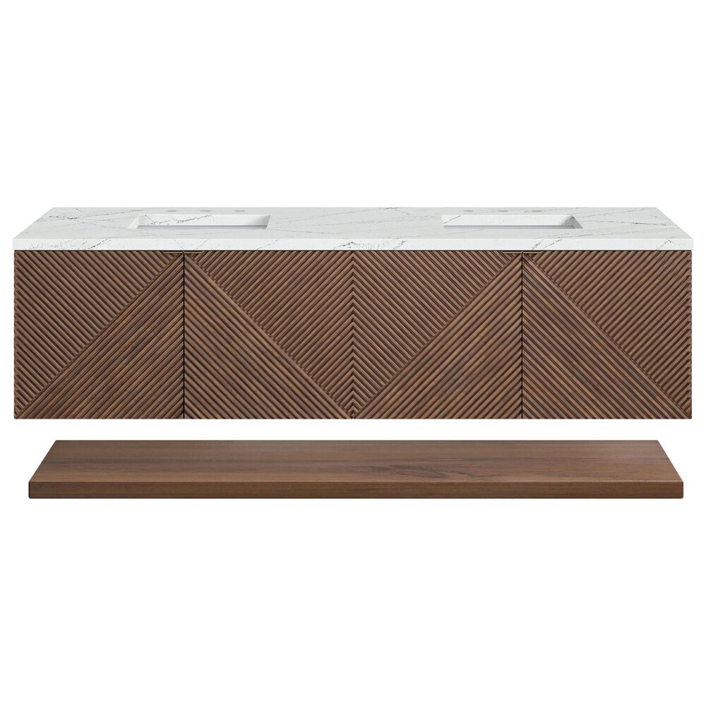 James Martin Vanities Marcello 72" Double Bathroom Vanity in Chestnut with 3 cm Ethereal Noctis Quartz Top and Rectangular Sinks, , large