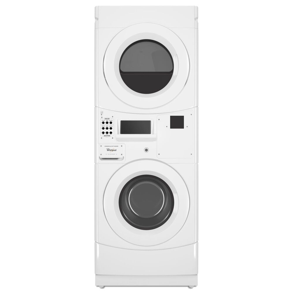 Whirlpool 3.1 Cu. Ft. Front Load Washer and 6.7 Cu. Ft. Electric Dryer Stack Laundry in White, , large