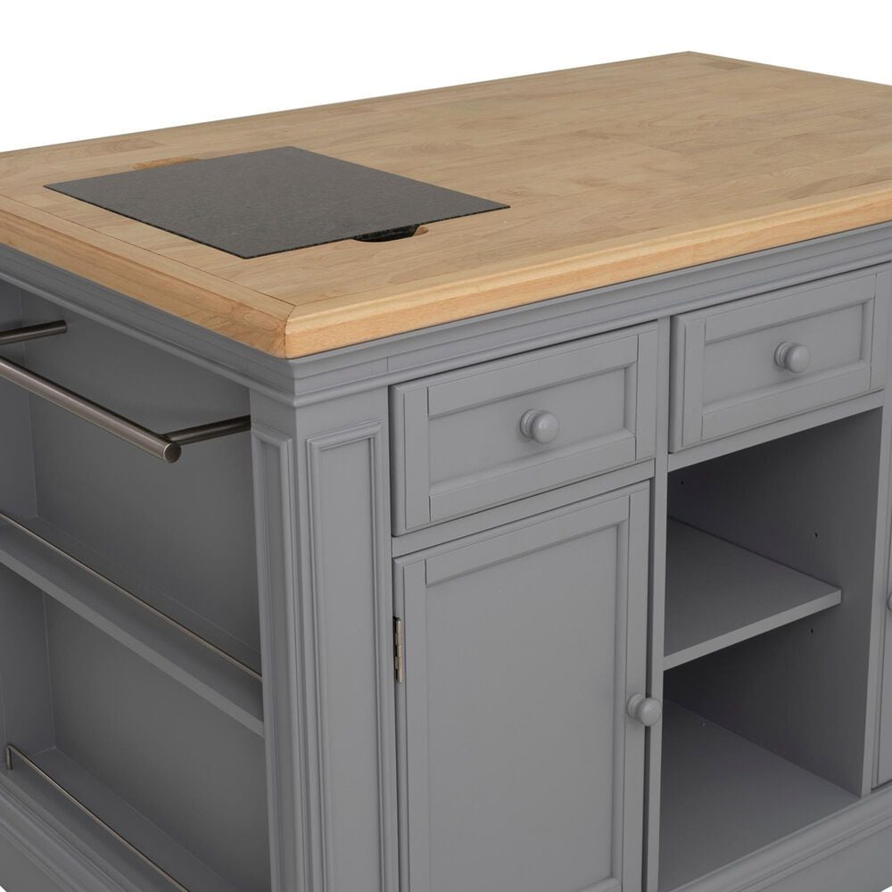 Linden Boulevard Penda Kitchen Island with 2 Stools in Gray, , large