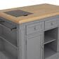 Linden Boulevard Penda Kitchen Island with 2 Stools in Gray, , large