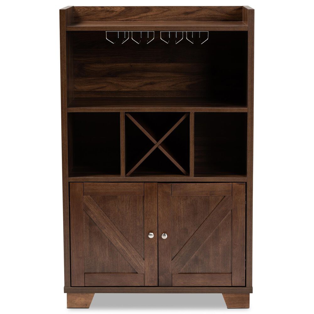 Baxton Studio Carrie Wine Storage Cabinet in Walnut, , large