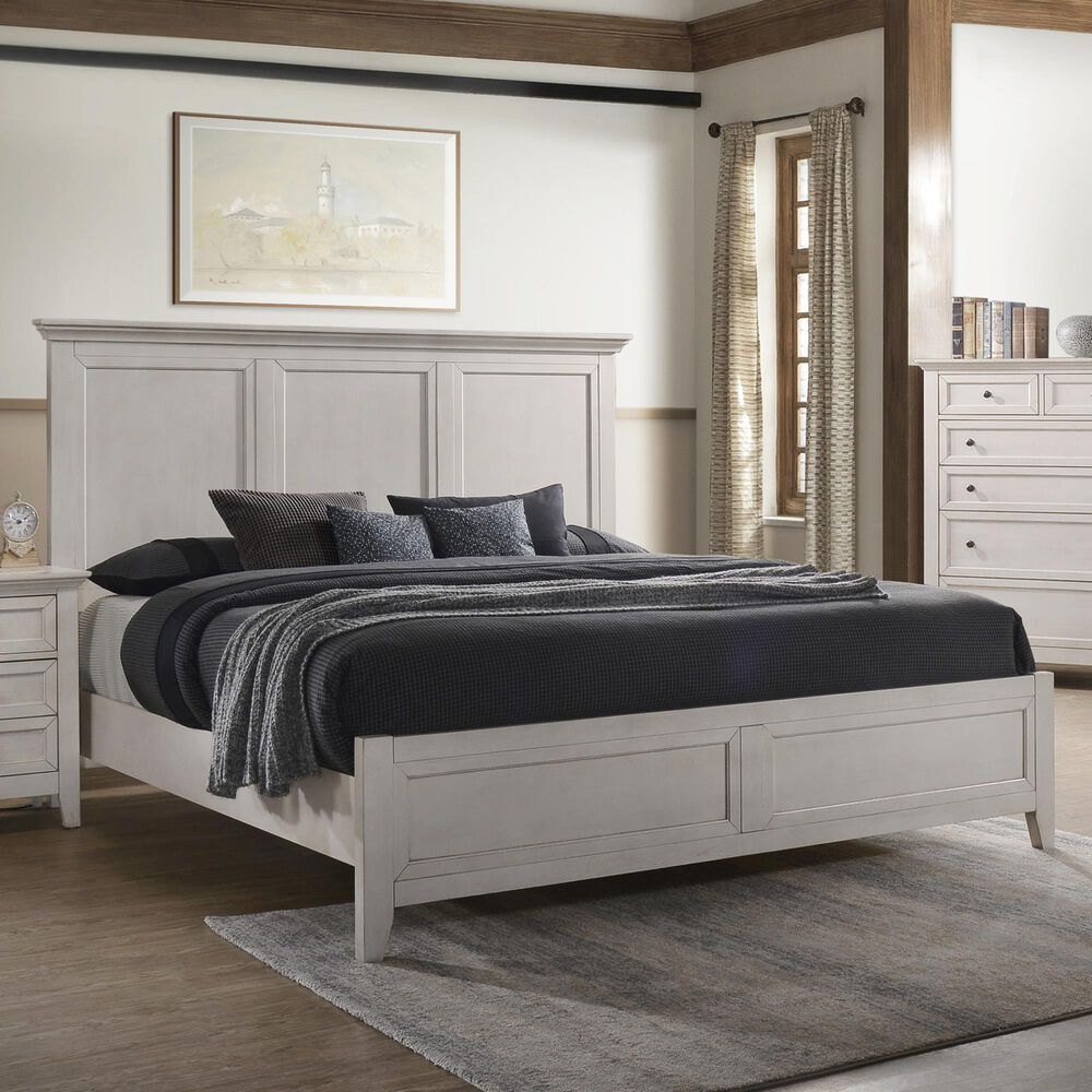 Hawthorne Furniture San Mateo 3-Piece Queen Panel Bedroom Set in Rustic White, , large
