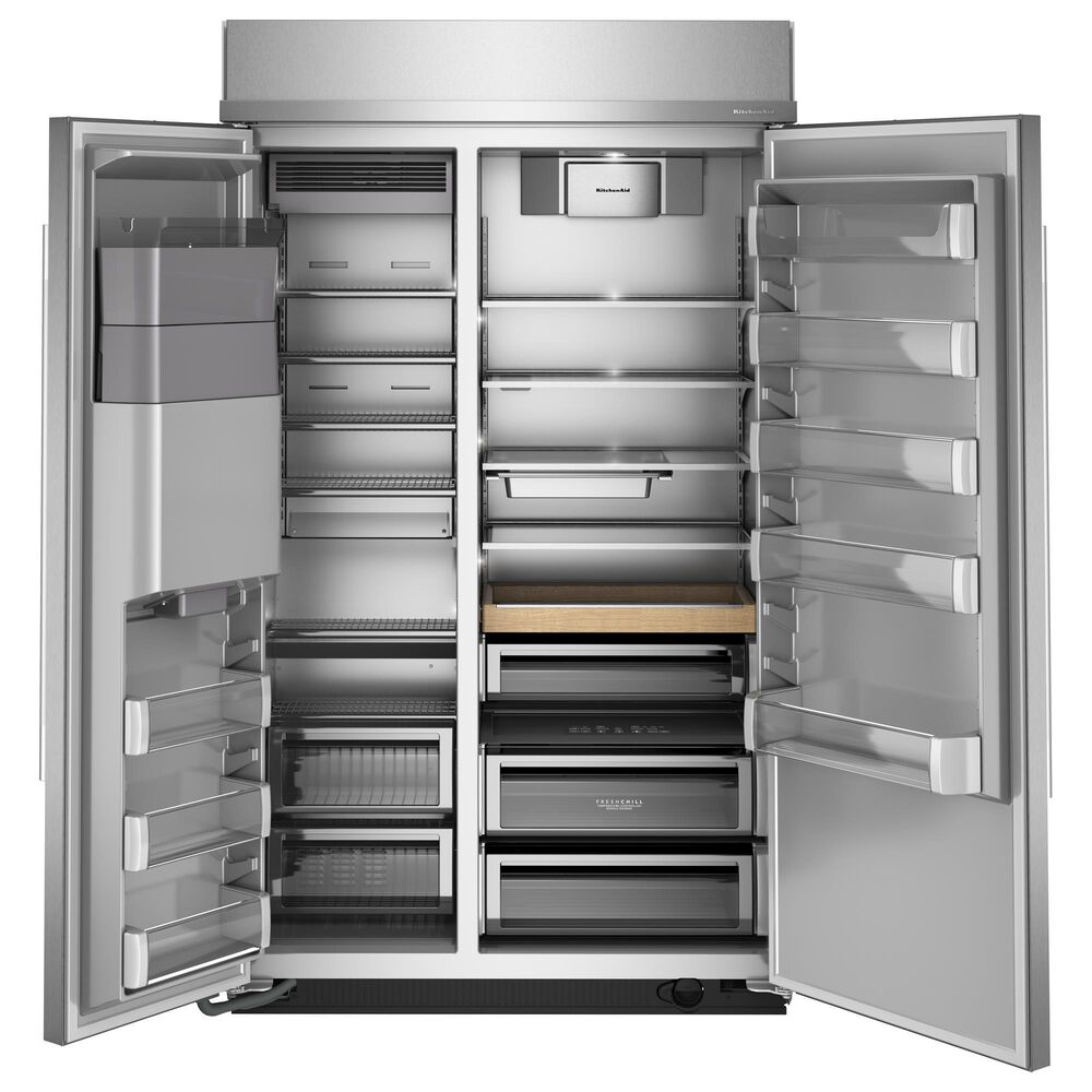 KitchenAid 29.4 Cu. Ft. Built-In Side-by-Side Refrigerator with Exterior Water and Ice Dispenser in PrintShield Stainless Steel, , large
