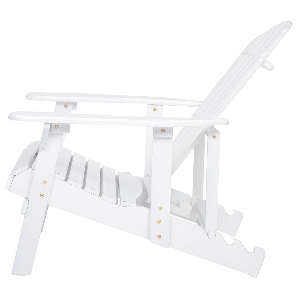 Hearth and Haven Maliu Outdoor Folding Adirondack Chair with Extendable Leg in White, , large