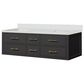 Lexora Home Castor 60" Double Bathroom Vanity in Black with 2 cm White Cultured Marble Top and Rectangular Sinks, , large