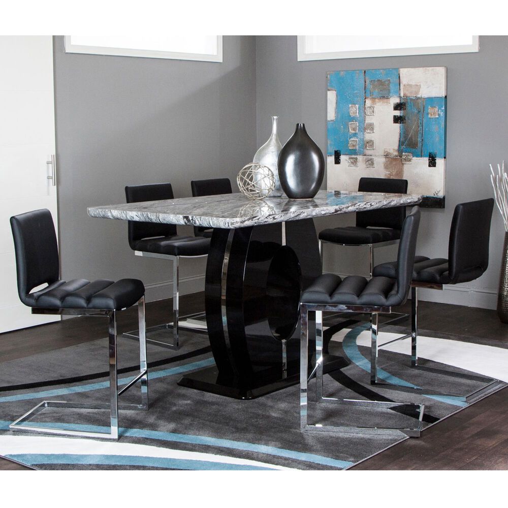 Sunset Dyane 7-Piece Counter Height Dining Set in Black and Silver Chrome, , large