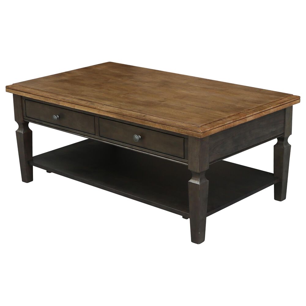 International Concepts Vista Coffee Table in Hickory, Washed and Coal finish, , large