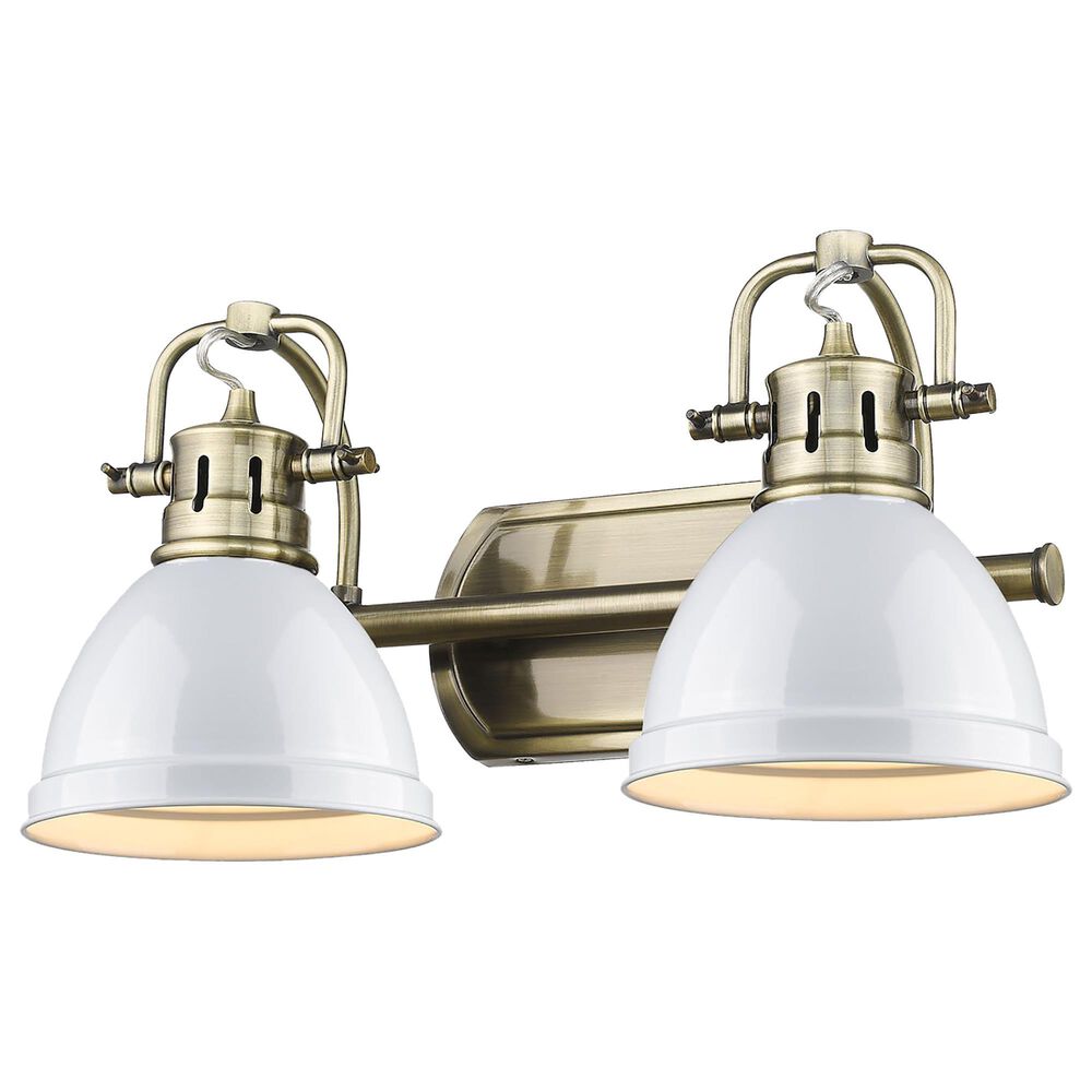 Golden Lighting Duncan 2-Light Bath Vanity in Aged Brass and Glossy White, , large