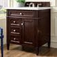James Martin Vanities Brittany 30" Single Bathroom Vanity in Burnished Mahogany with 3 cm Carrara White Marble Top and Rectangle Sink, , large