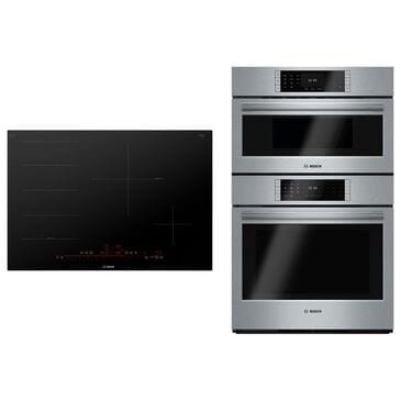 Bosch Benchmark 2-Piece Kitchen Package with Stainless Steel 30" Combination Wall Oven and Black 30" Smart Induction Cooktop, , large