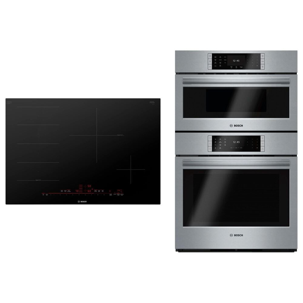Bosch Benchmark 2-Piece Kitchen Package with Stainless Steel 30" Combination Wall Oven and Black 30" Smart Induction Cooktop, , large
