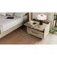 BDI Kara Queen Platform Bed and Two Nightstands in Washed Oak, , large