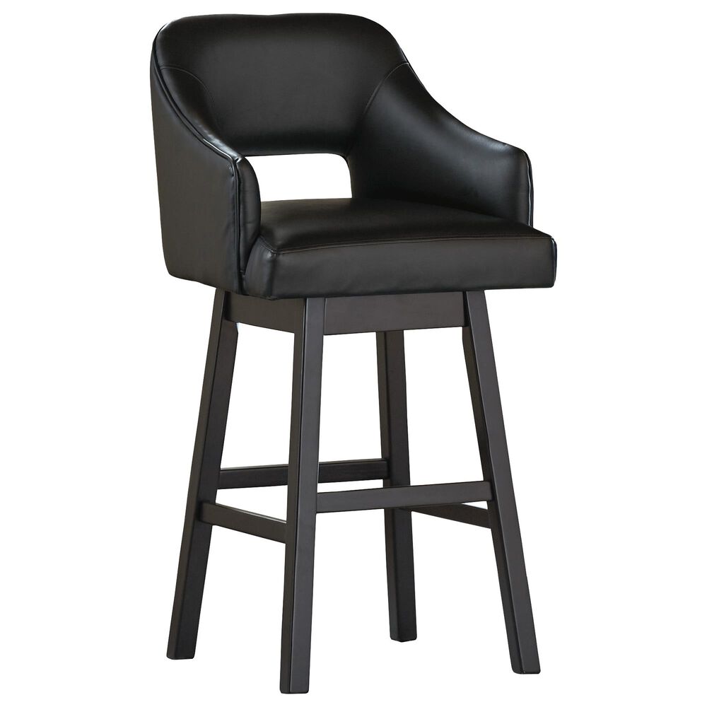 Signature Design by Ashley Tallenger 30" Swivel Barstool with Black Cushion in Dark Brown, , large