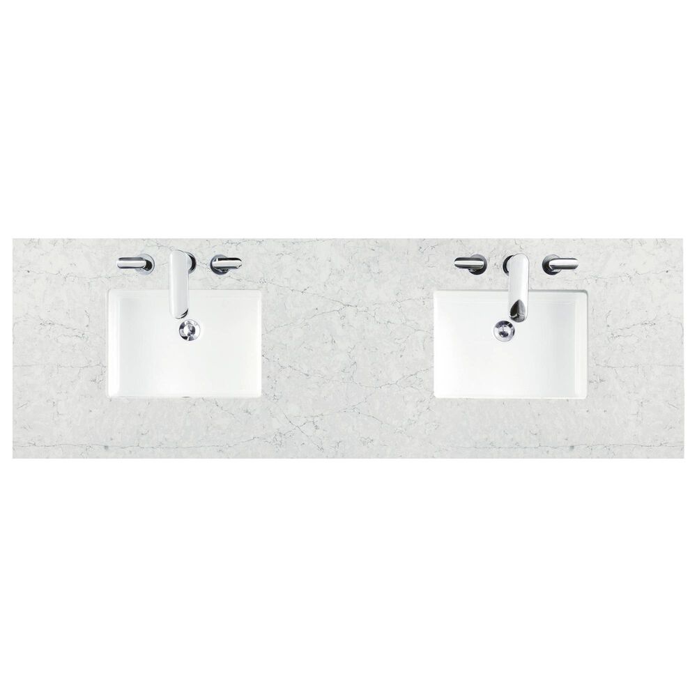 James Martin Vanities Portland 72&quot; Double Bathroom Vanity in Whitewashed Walnut with 3 cm Eternal Jasmine Pearl Quartz Top and Rectangular Sinks, , large
