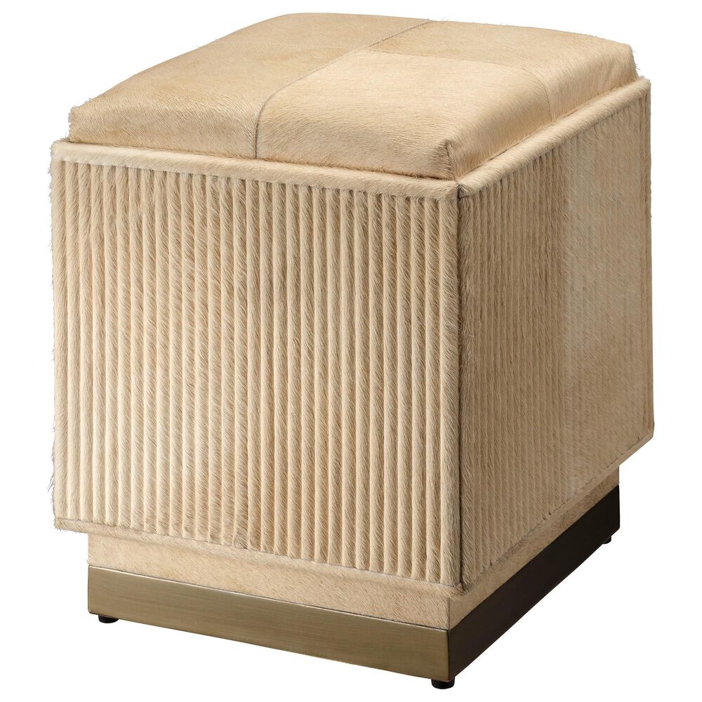Splendor Living Norwood Hide Ottoman in Tan, , large