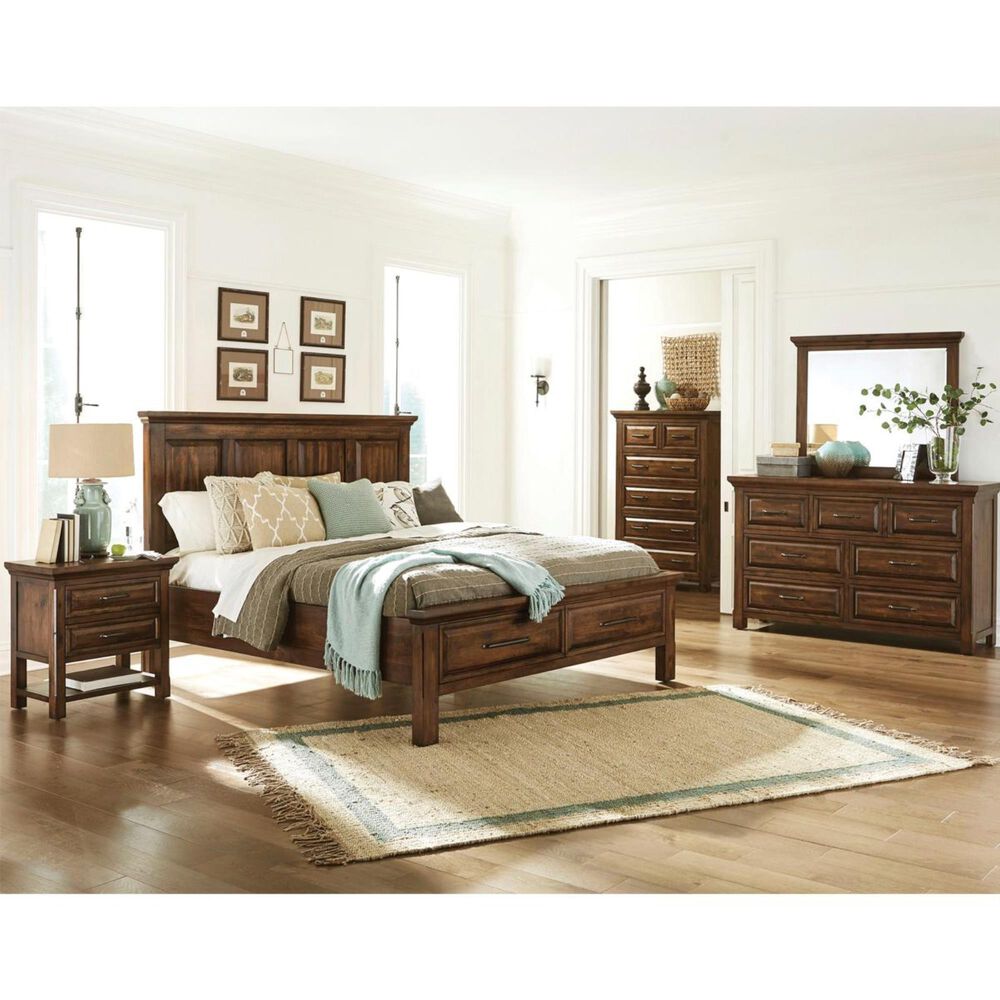 Cedar and Sage Hill Crest King Storage Bed in Dark Chestnut, , large
