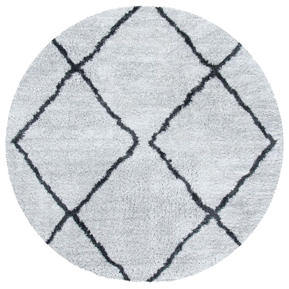 Safavieh August Shag AUG572F 6"7" Round Ivory and Grey Area Rug, , large