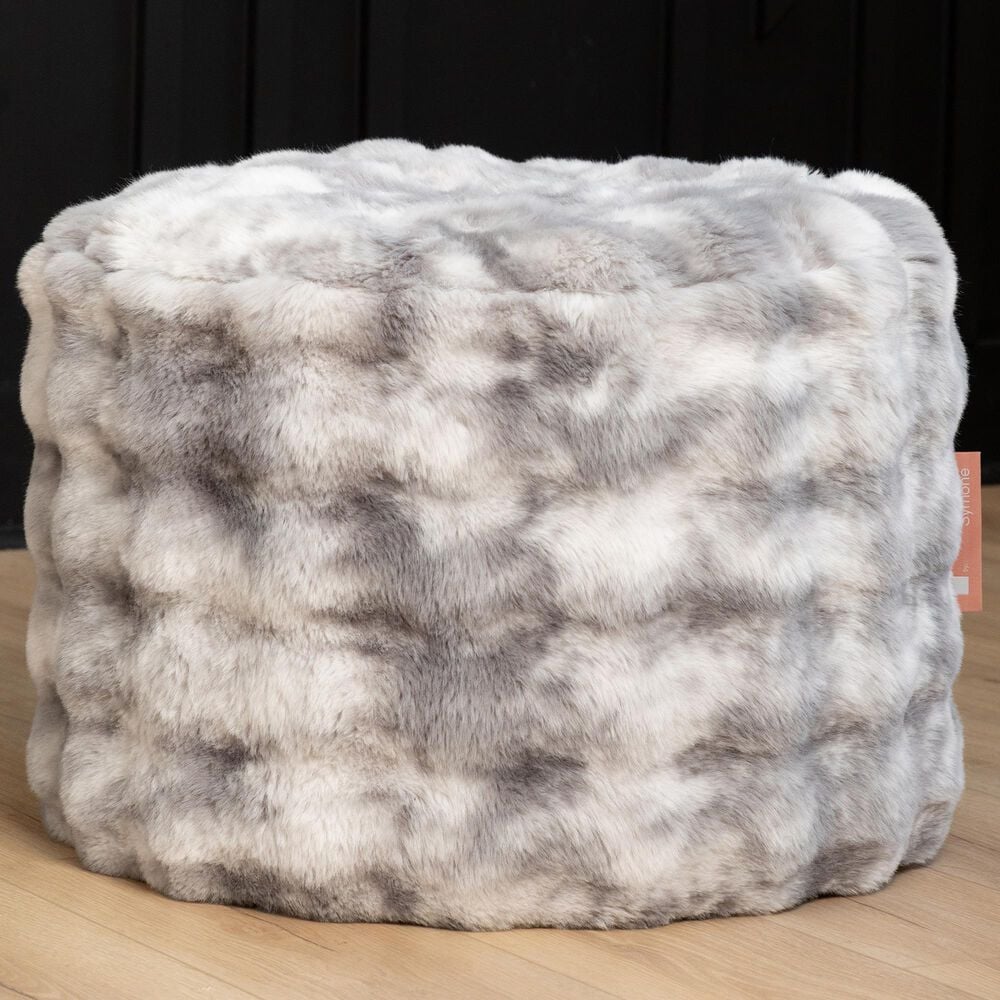 Jaxx Raven Round Accent Pouf in Phantom Grey, , large