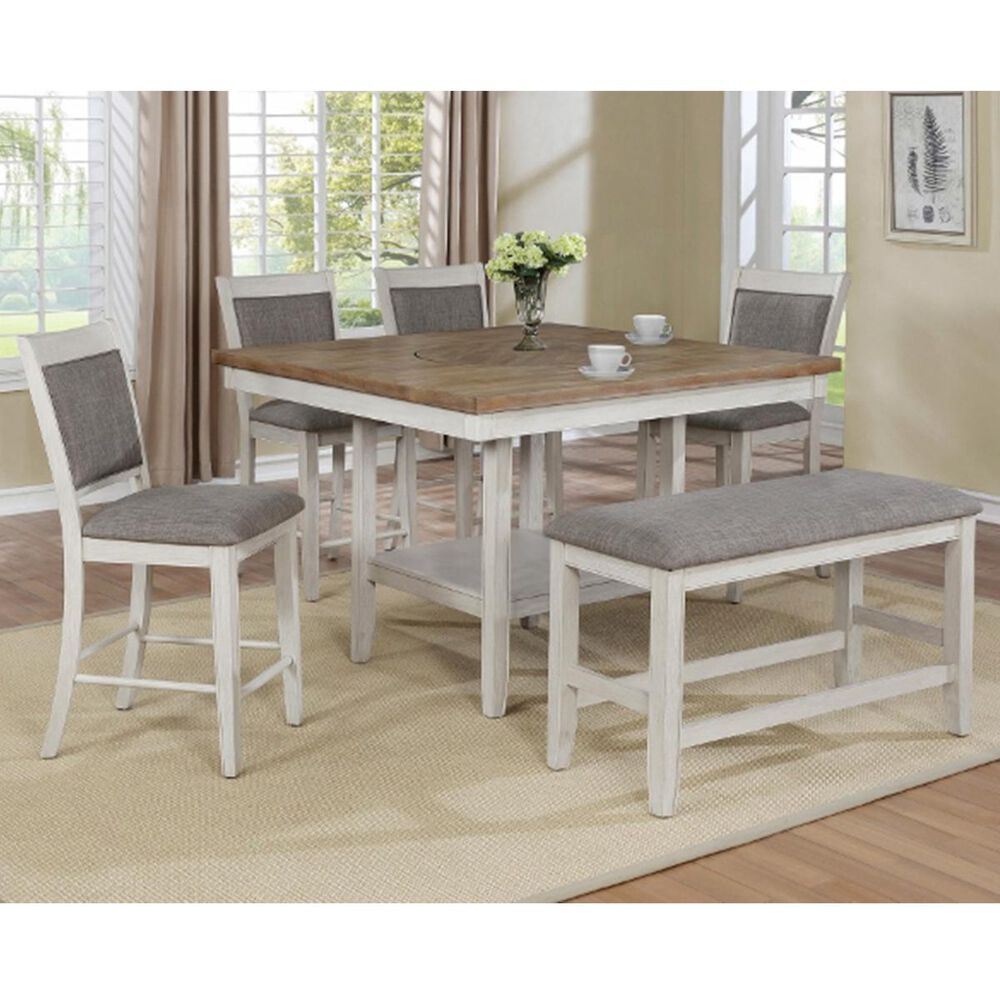 Claremont Fulton 6-Piece Counter Height Dining Set in Antique White and Natural, , large