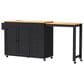 HOMLUX 74.8" Kitchen Island with Extendable Dining Table in Black and Natural, , large