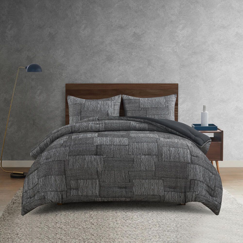 BCP Home Halifax 3-Piece Queen Comforter Set in Charcoal and Grey, , large
