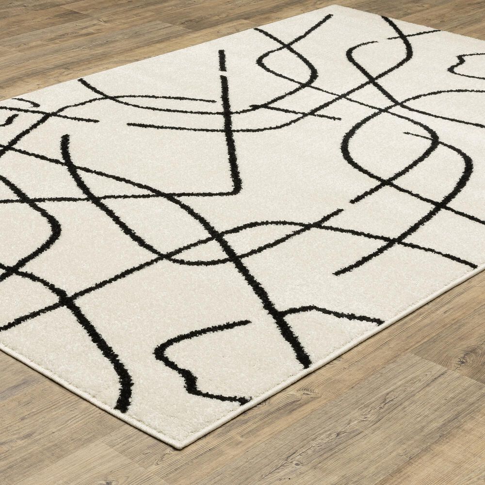 ROW by Oriental Weavers Quinn QUI12 Beige and Black 2' x 7' Runner, , large