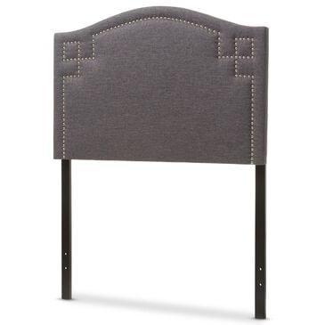 Baxton Studio Aubrey Twin Upholstered Panel Headboard in Dark Grey, , large