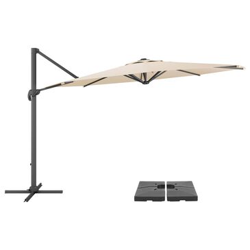 CorLiving 11.5" Warm White Cantilever Umbrella with Dark Grey Base, , large