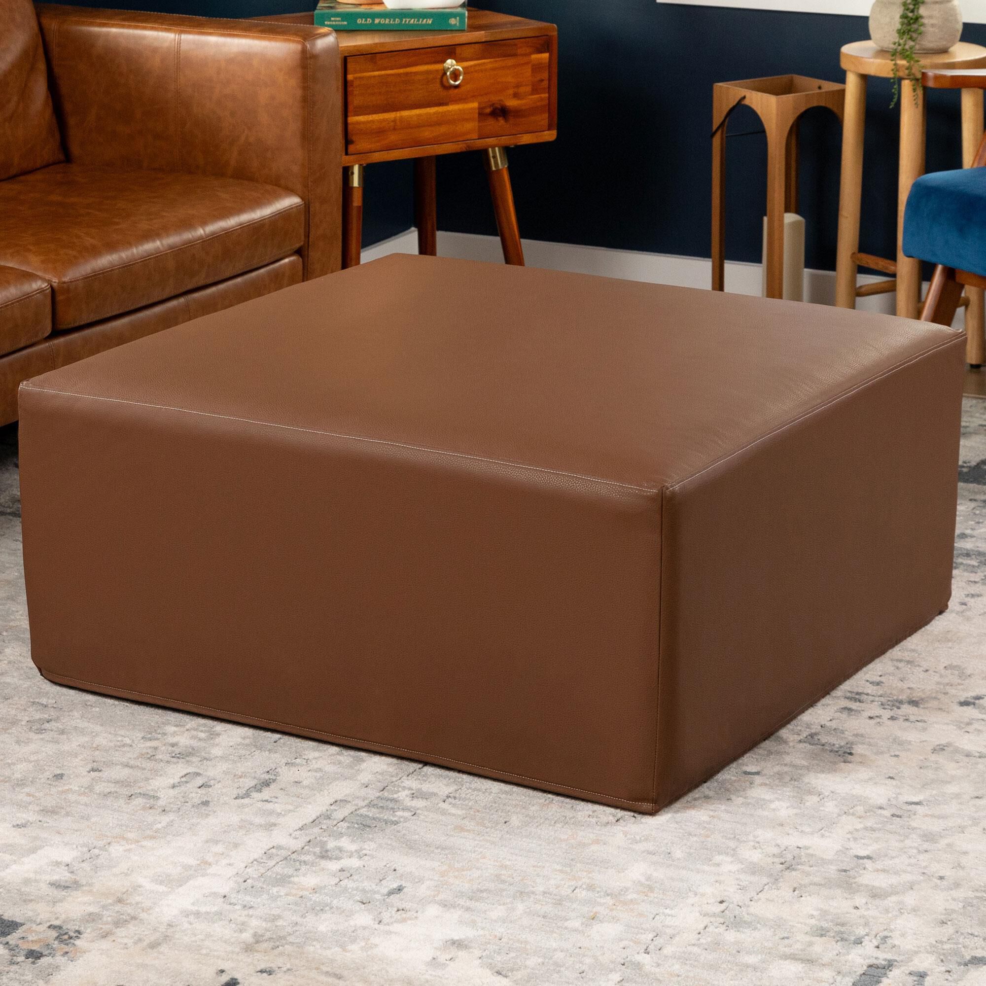 FEILER 大判約100cm×150cm Jaxx Fairlie Faux Leather Ottoman in Walnut
