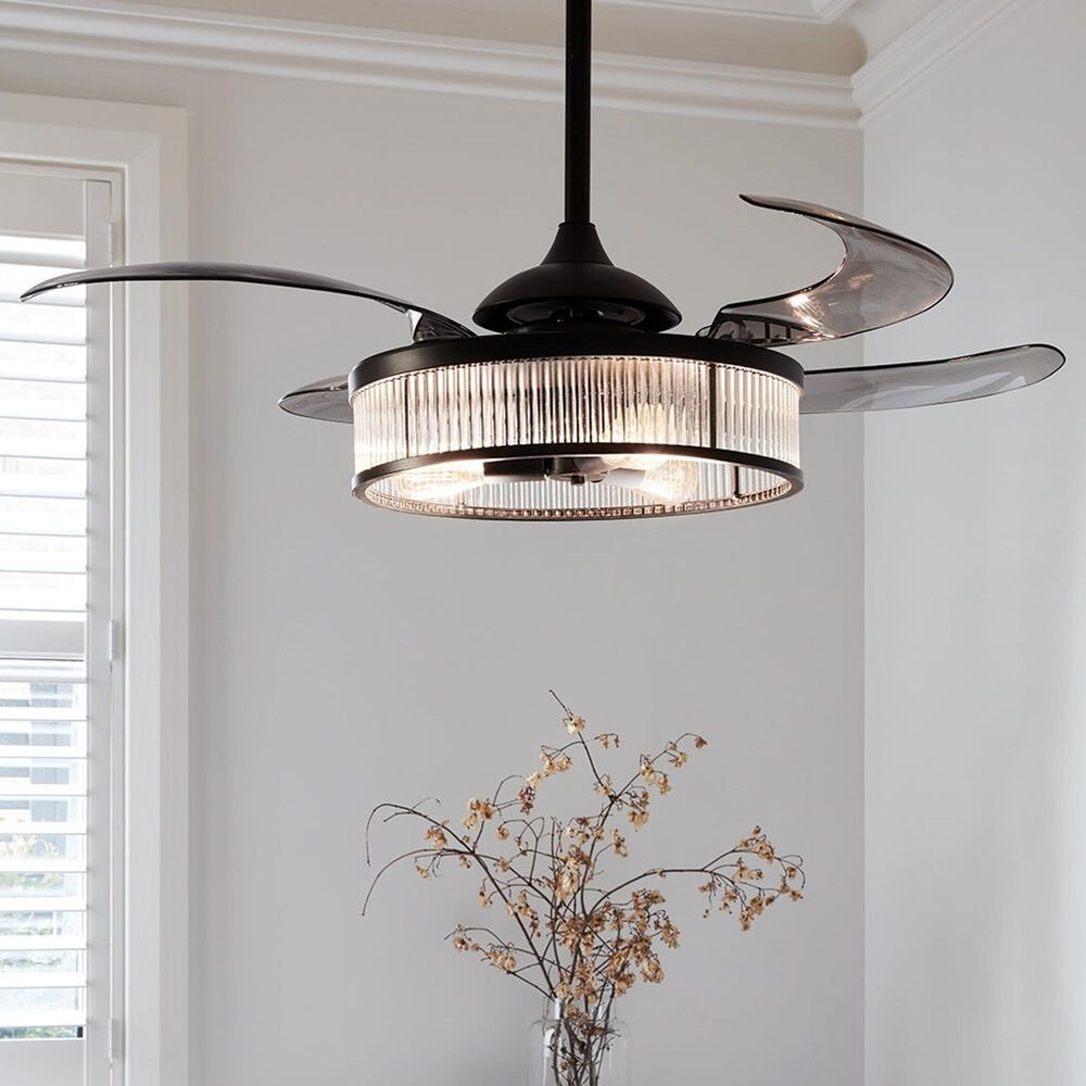 Beacon Lighting Corbelle 48&quot; Retractable Blade with Smoke Blades Ceiling Fan in Antique Black, , large