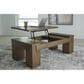 Ashley Rosswain Rectangular Lift-Top Coffee Table in Warm Brown, , large