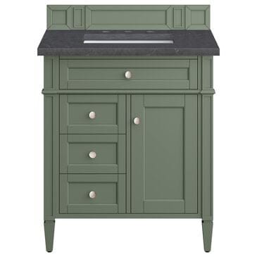 James Martin Vanities Brittany 30" Single Bathroom Vanity in Smokey Celadon with 3 cm Charcoal Soapstone Quartz Top and Rectangular Sink, , large
