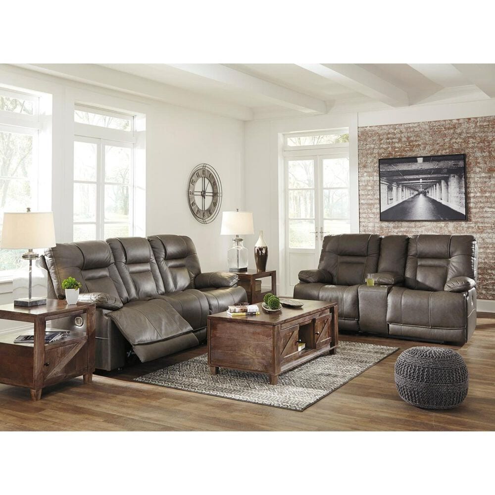 Ashley Wurstrow Power Reclining Console Loveseat with Adjustable Headrest in Smoke, , large