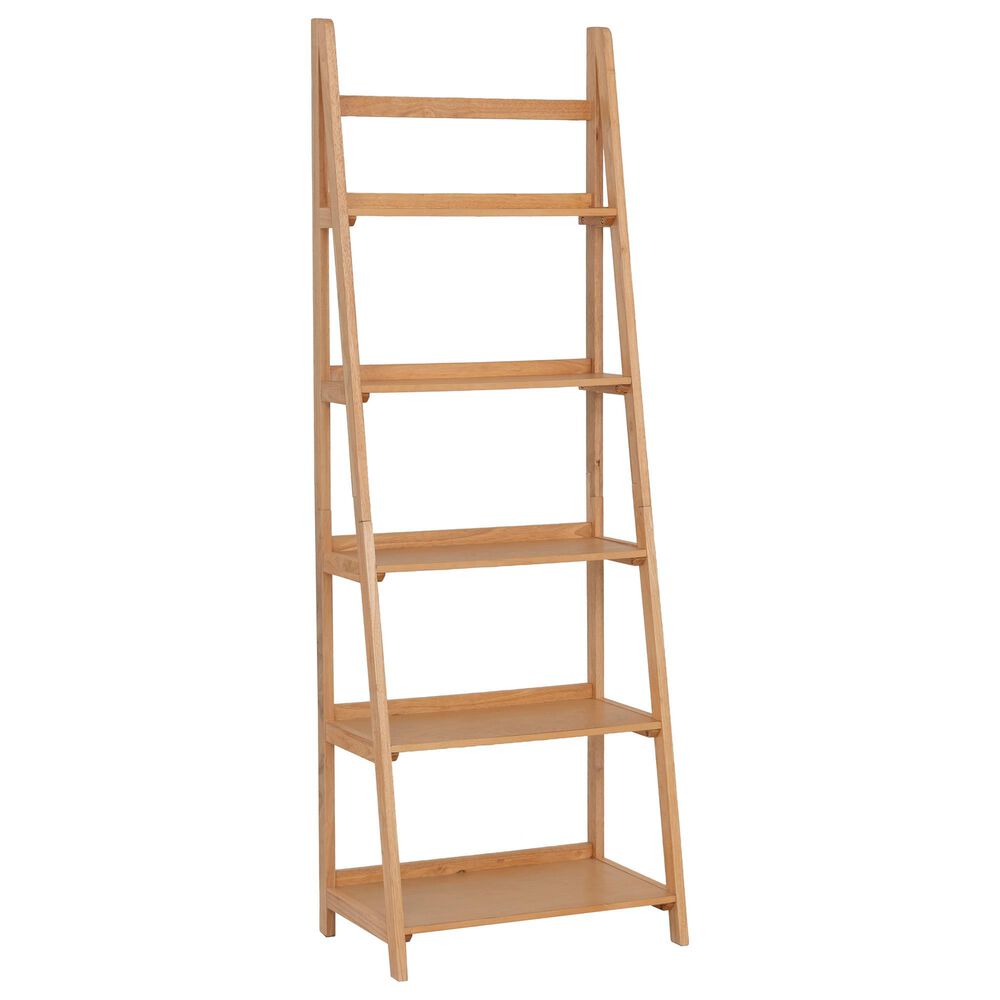 Linon Home Decor Charlotte 5-Shelf Ladder Bookcase in Natural, , large
