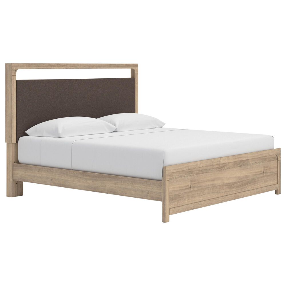 Ashley Kinlanni King Upholstered Platform Bed in Tan, , large