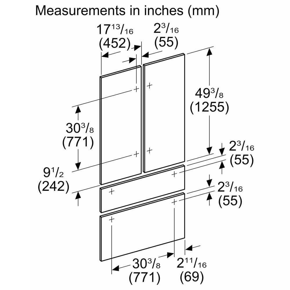 Thermador Door Panels for 36&quot; French Door Bottom Mount Refrigerator in Stainless Steel, , large