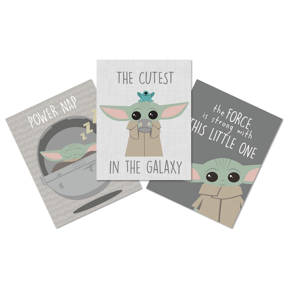 Lambs and Ivy Star Wars The Child 3-Piece Unframed Nursery Wall Art Decor in Blue, White, Green and Black, , large