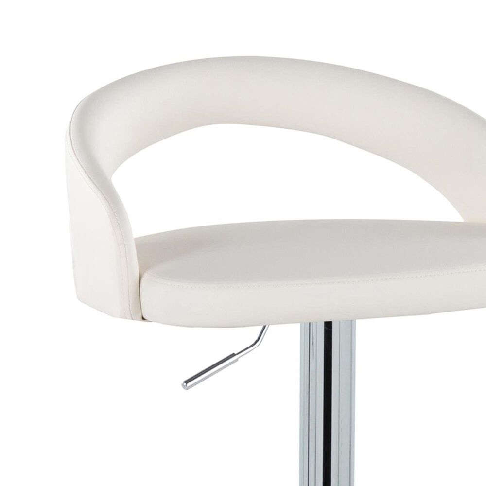 LumiSource Grotto Swivel Adjustable Bar Stool with White Faux Leather Upholstery in Chrome (Set of 2), , large
