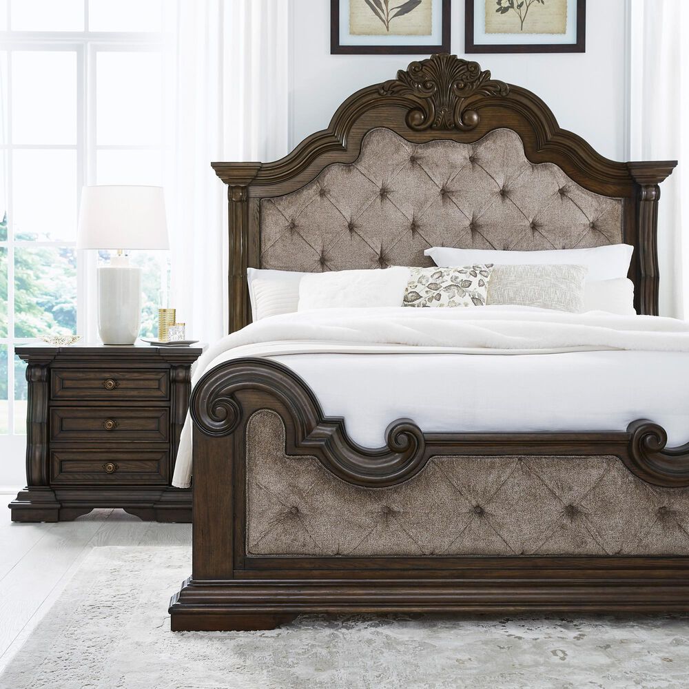 Ashley Maylee King Upholstered Bed  in Dark Brown, , large