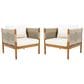 Hearth and Haven Outdoor Club Chair with Diamond Pattern Rope and Light Teak Frame in Cream (Set of 2), , large