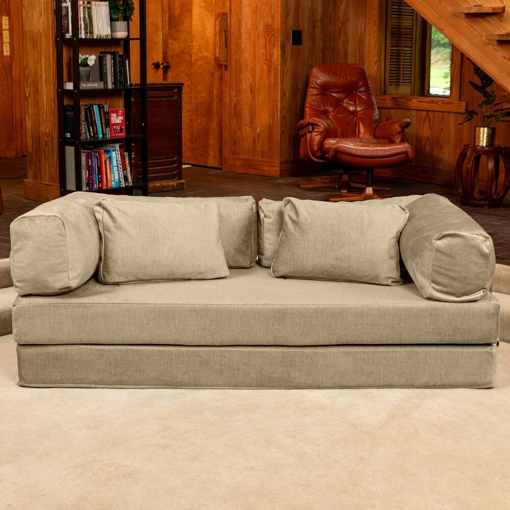 Jaxx Unsofa Stationary Loveseat in Sand Velvet, , large