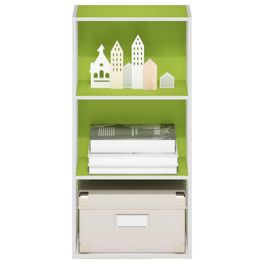 HOMLUX 3-Tier Open Shelf Bookcase in Green and White, , large