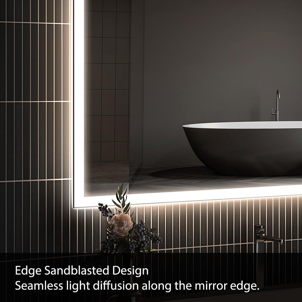 HOMLUX 36" x 24" LED Bathroom Vanity Mirror in Silver, , large
