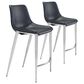 Zuo Modern Magnus Counter Stool in Black and Silver (Set of 2), , large