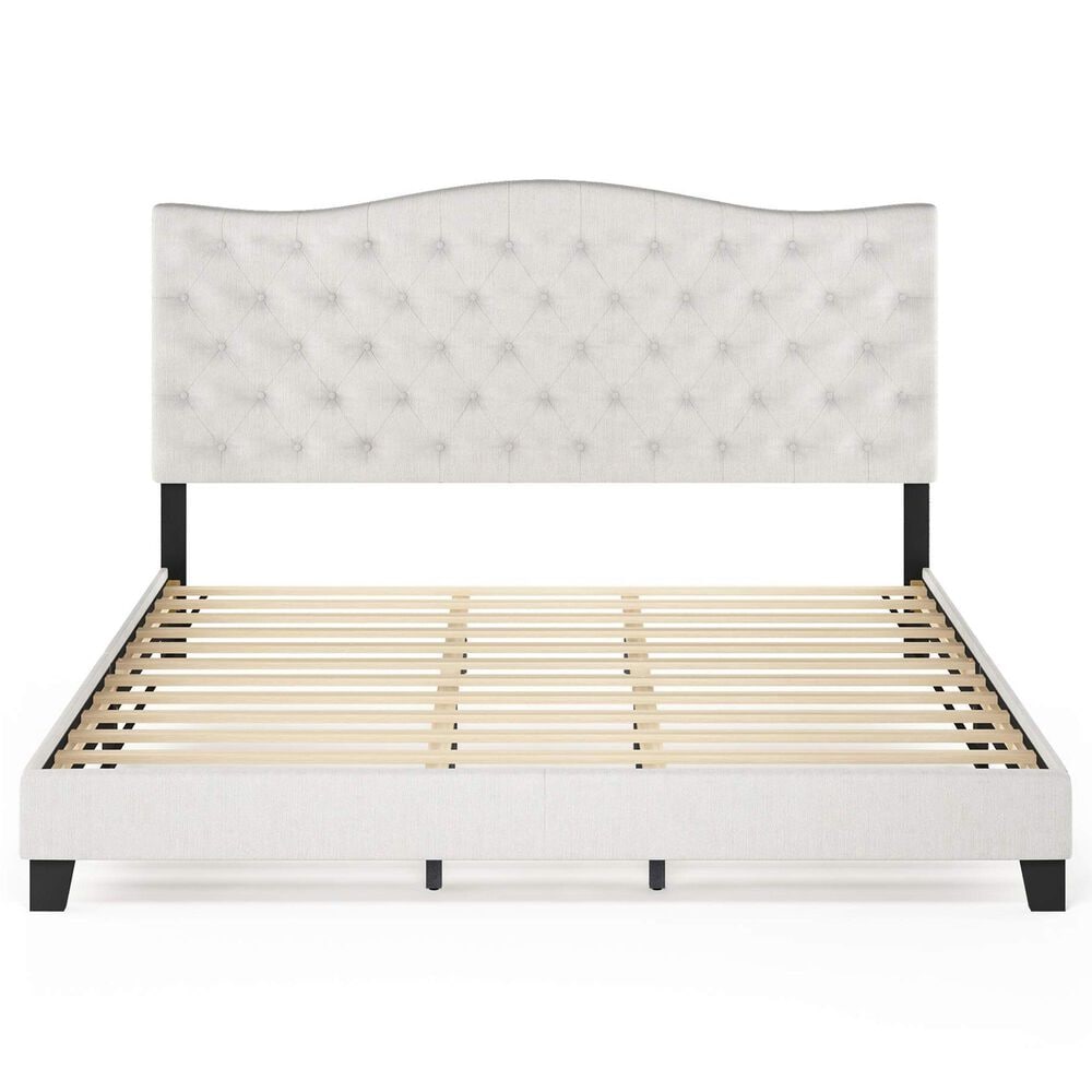 HOMLUX Lille King Platform Bed Frame in Gray, , large